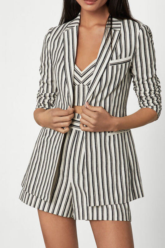 Cotton Linen Striped Blazer - Absolute Fashion 2020