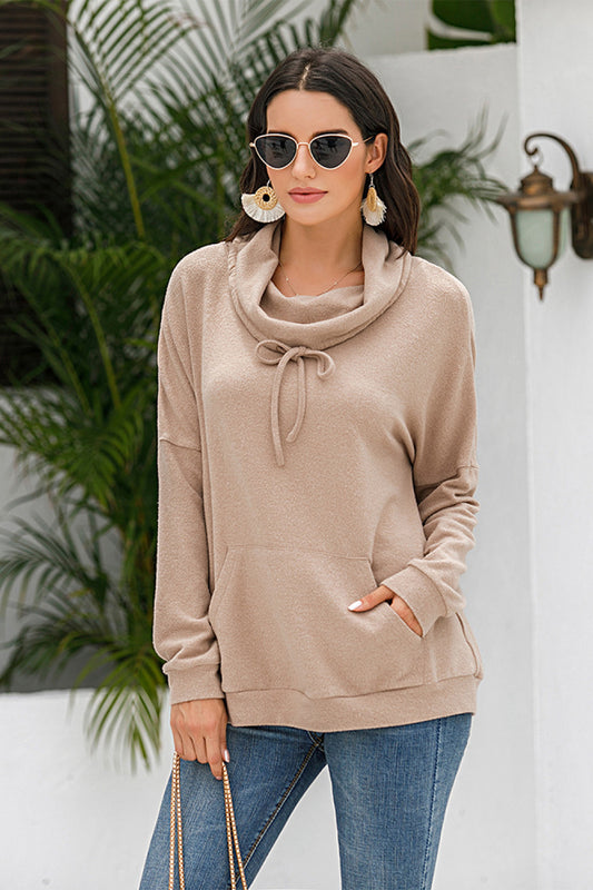 Cowl Neck Drop Shoulder Sweatshirt - Absolute Fashion 2020