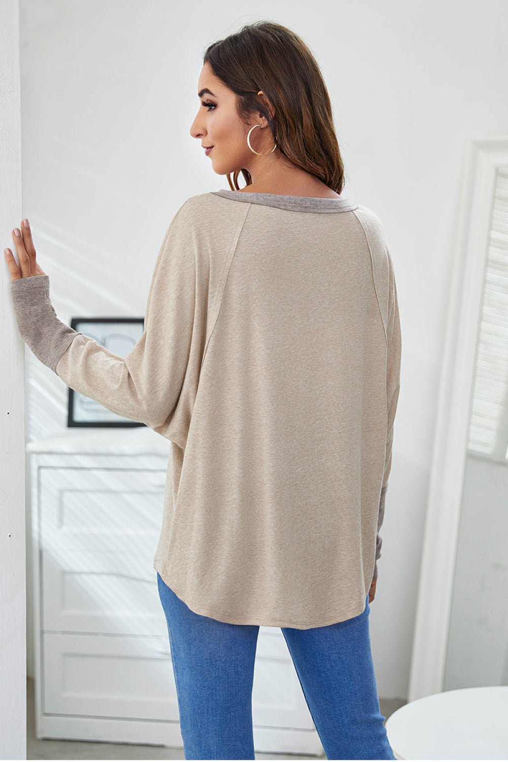 Two-Tone Dolman Sleeve Tee