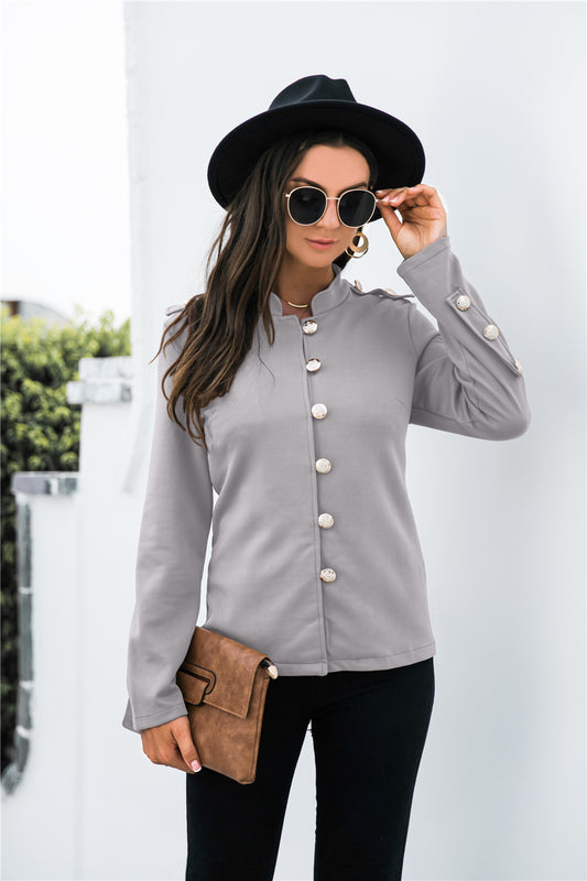 Single Breasted Mock Neck Blazer - Absolute Fashion 2020