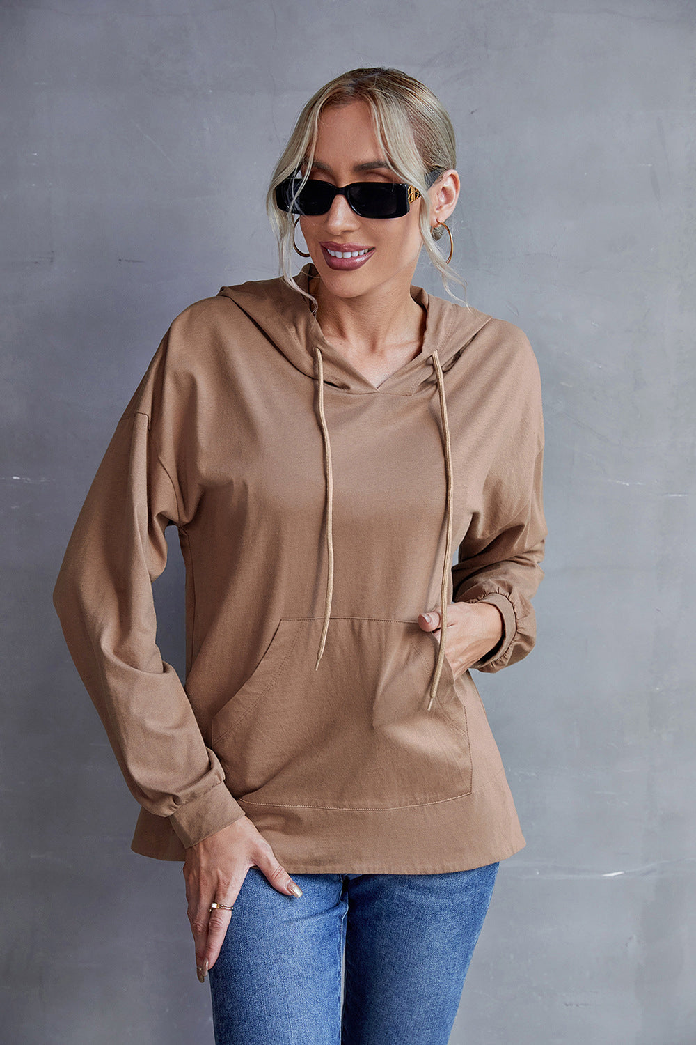 Drawstring Kangaroo Pocket Hoodie