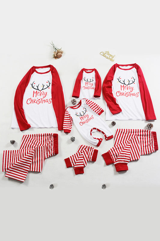 Women's Matching Christmas Graphic Top and Striped Pants Pajama Set