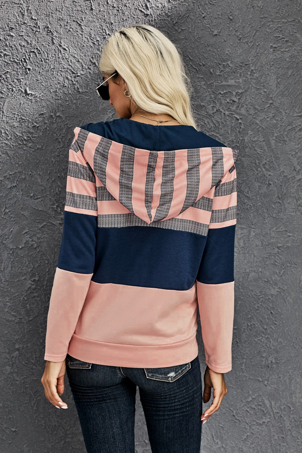 Colorblock Striped Zipper Up Hoodie - Absolute Fashion 2020