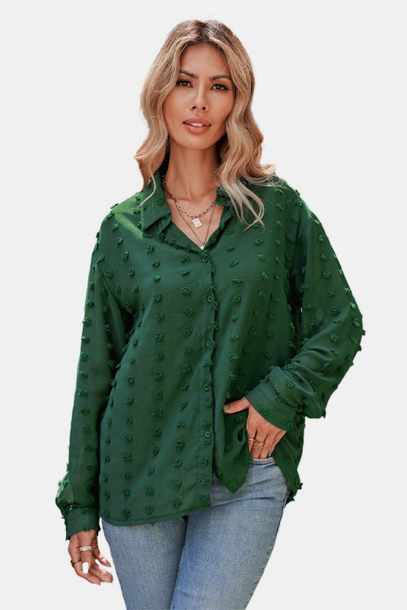 Swiss Dot Buttoned Chiffon Top - Absolute Fashion 2020