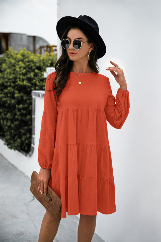 Puff Sleeve Tiered Swing Dress - Absolute Fashion 2020