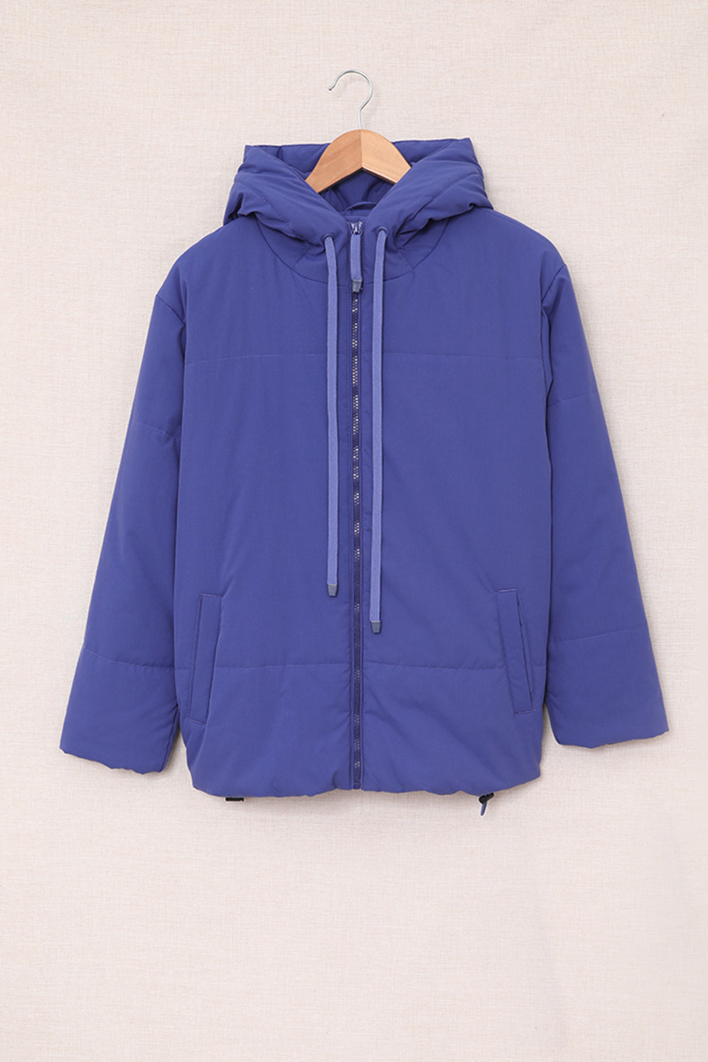Drawstring Hem Hooded Jacket with Pockets