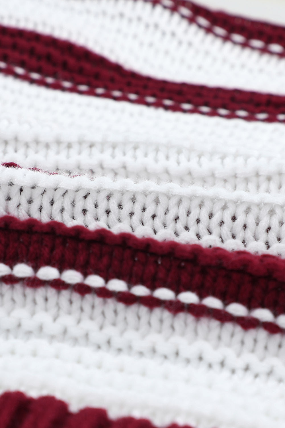 Two-Tone Striped Open Front Ribbed Trim Cardigan