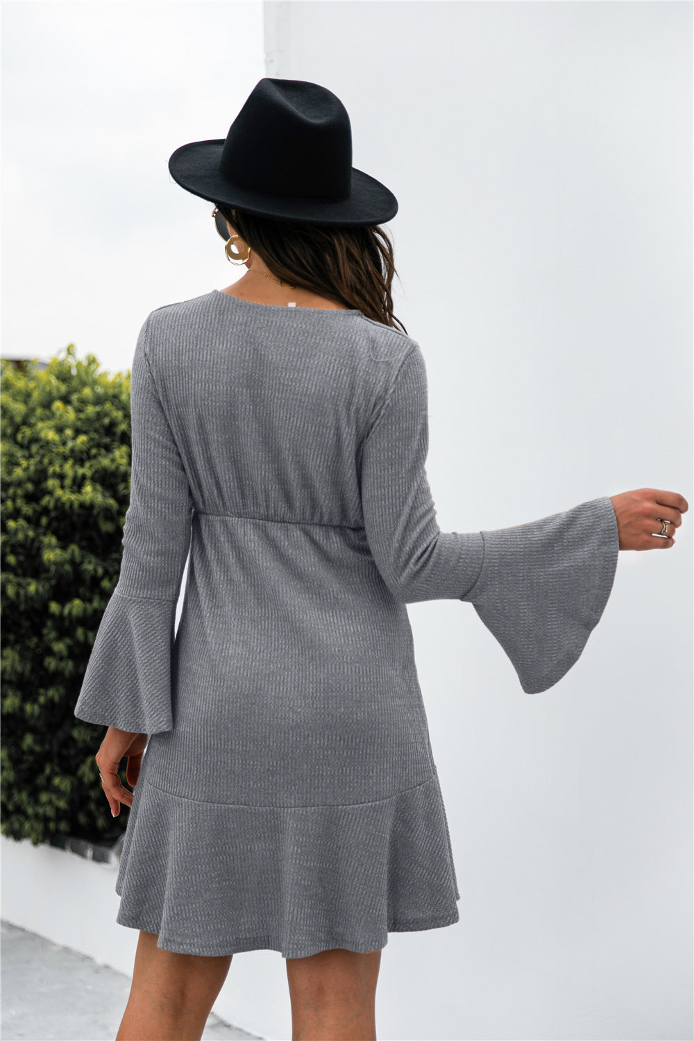 Asymmetry Ruffle Hem Button Dress - Absolute Fashion 2020
